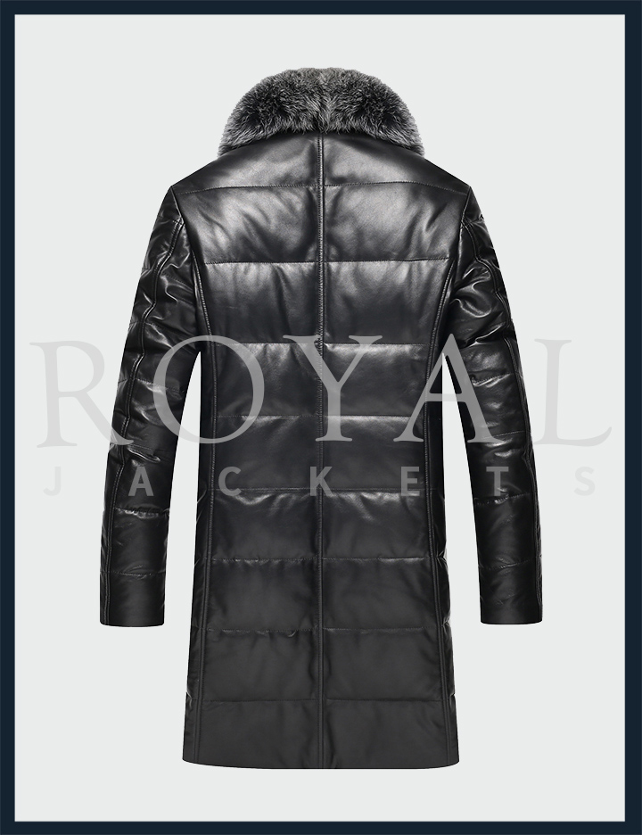 Fur Collar Leather Coat for Men -