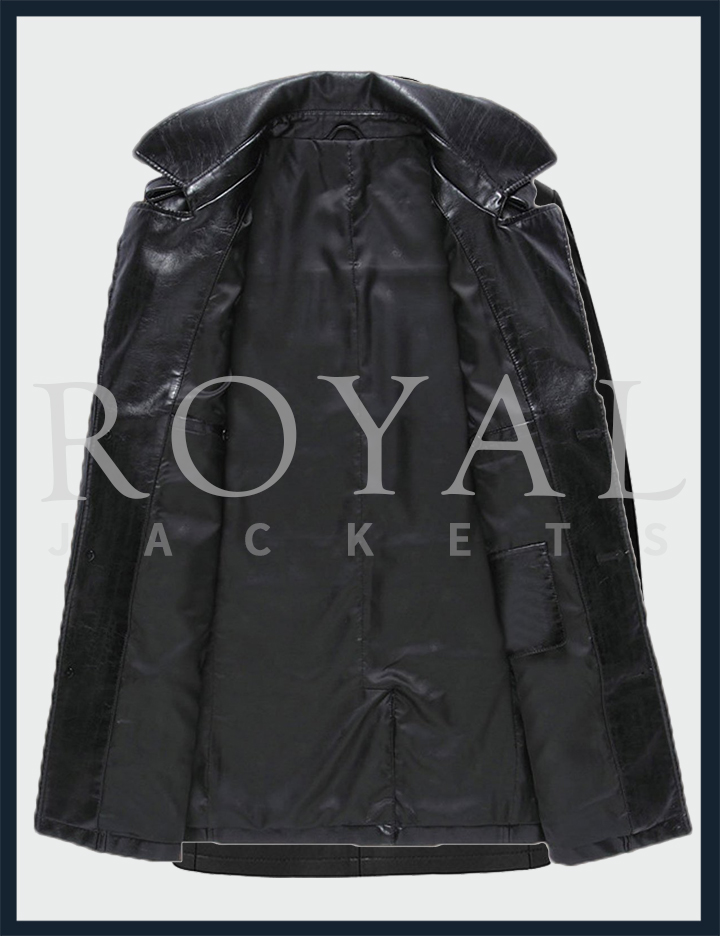 Single Ted Leather Jacket Long Trench For Men Royal Jackets Single Ted Leather Jacket Long Trench For Men