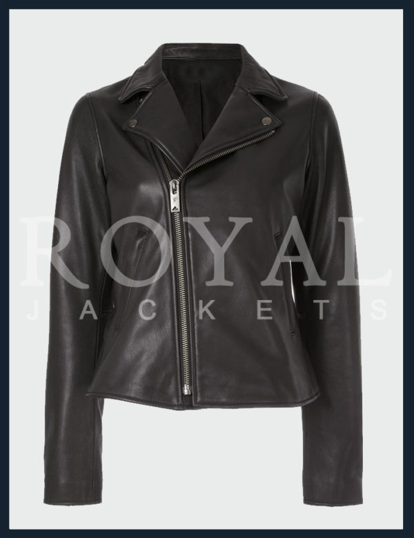 Black Biker leather Jacket for women - Royal Jackets