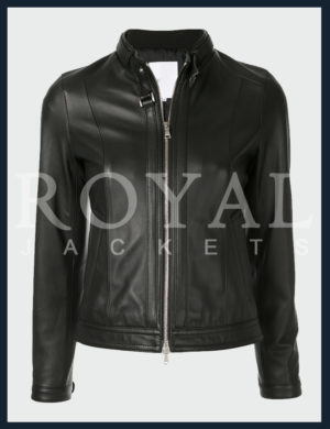 Black Motorcycle leather jacket for women - Royal Jackets