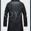 Mens Double Breasted Long Leather Jacket