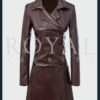 Womens Double Breasted leather coat