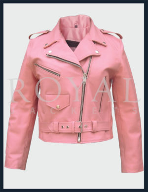 Womens Pink Motorcycle Leather Jacket