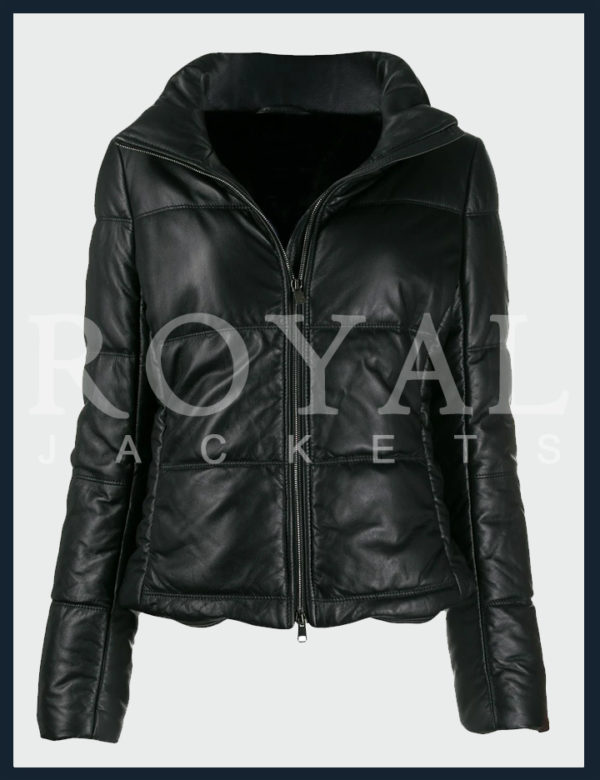 Plus Size Black leather jacket for women - Royal Jackets