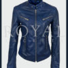 Womens Retro Biker Style Fitted Leather Jacket