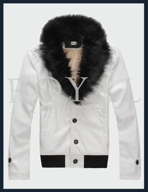 Mens Super Look Rabbit Fur Leather Jacket