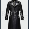 Mens Winter Leather Long Jacket Trench Coat