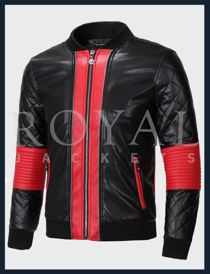 Red line Leather Jacket For men - Royal Jackets